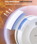 Interconnected Smoke Alarms 21 Pack With 10 Year Sealed Battery And Whole Home Fire Safety That Rings In Sync For Bedrooms And Hallways No Fuss Coverage Built Tough To Last with fire-retardant ABS material shown in a close-up view.