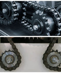 Hella Tough Carbon Steel Idler Sprocket 17 Tooth 9mm ID Built For ISO 04C Chains, chain system in action.