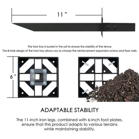 Base plate and soil for Outdoor Privacy Screen Kit 50 Inch Wide By 48 Inch High Black 3 Panel Fence Panels With Aluminum Posts