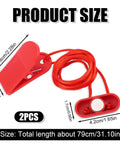 Two Pack Magnetic Safety Keys for Treadmills, Universal Emergency Stop Keys Replacement, Flat Oval 1.65 by 0.67 Inches, Red