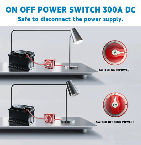 Diagram of Beefed Up 300A Waterproof Battery Disconnect Switch 12V To 48V On Off Kill Switch for Marine RV with lamp setup