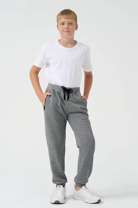 Three Pack Boys Sweatpants Fleece Joggers With Zipper Pockets Cozy Everyday Lounge And Gym Class Ready For Fall Winter Size 10 12