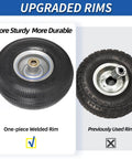 Comparison of a new and old wheel from Two Pack 10 Inch Pneumatic Tire And Wheel Set For Hand Trucks And Garden Carts 4.10/3.50-4 with hub