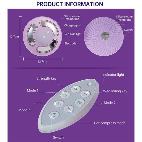 Electric Chest Massager Brings Home Deep Vibration And Fifteen Adjustable Speeds With Gentle Heat And Fifteen Minute Auto Timer remote and silicone parts