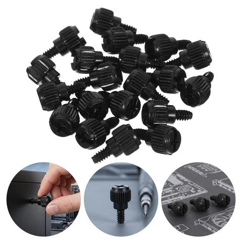 Heavy Duty Black M3.5 6-32 Computer Thumb Screws 100 Pcs Carbon Steel Case Fasteners Perfect For Side Panel Assembly And PC Build Projects That Need Solid Reliable Grip Every Single Time. Black M3.5 case thumb screws for PC side panels