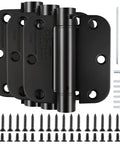 Self Closing Door Hinges 3.5 Inch Black Matte Spring Hinge Auto Close for Interior and Exterior Doors Heavy Duty UL Listed 6 Hole