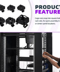 Heavy Duty Black Zinc Plated Carbon Steel Cage Nuts 48 Pc Assortment Snap In Rack Rail Retainer Hardware for Server Cabinets and Telecom Racks M4 Through M12 installed in rack system.