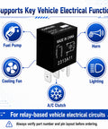 Six Pack 12V 40A 4 Pin Automotive Relay Replacement For 8T2T 14B192 AA And FoMoCo Style Units O101K Compatible Durable Auto Relay For Cars Trucks And SUVs, black relay