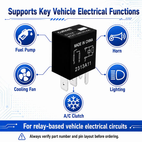 Six Pack 12V 40A 4 Pin Automotive Relay Replacement For 8T2T 14B192 AA And FoMoCo Style Units O101K Compatible Durable Auto Relay For Cars Trucks And SUVs, black relay