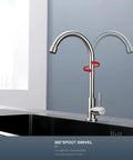Cold Water Only Kitchen Faucet With Heavy Duty Solid Stainless Steel Construction Built To Last Deck Mount Bar Faucet swivel view