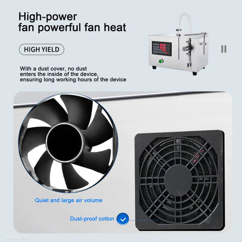 High-power fan from Semi Automatic Liquid Filling Machine With Dual Heads And Digital Control, ensuring dust-proof cooling.