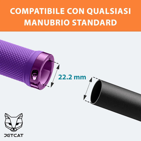 XL Ergonomic Lock On Bike Grips Purple For Adults And Big Hands showing 22.2 mm sizing for standard handlebar compatibility