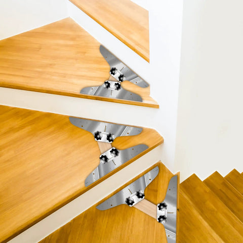 Stair Tread Template Tool With Level And Tape Measure Adjustable Tread Jig Set With Carpenter Pencil for precise measurements.