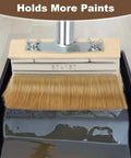 Stain Brush Kit With 60 Inch Long Handle for Decks and Wood Surfaces includes 6 inch wide deck brush resting in stain