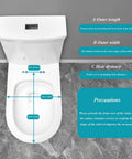 Diagram measuring dimensions of Rugged 18.5 Inch Elongated Toilet Seat Featuring Slick Slow Close Lids for accurate fit.