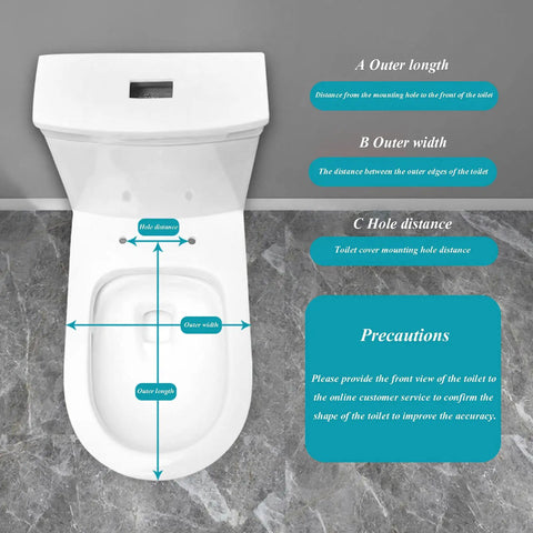 Diagram measuring dimensions of Rugged 18.5 Inch Elongated Toilet Seat Featuring Slick Slow Close Lids for accurate fit.