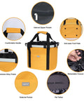 Front Bike Basket For Dogs With Easy Install Quick Release Handlebar Mount, 11lb capacity, folding carrier, design features, orange color.