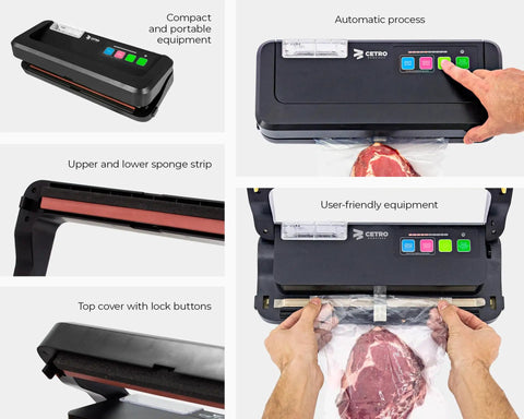 Vacuum Sealer Machine CPVS 290R Heavy Duty For Liquid Bags And Safe Food Storage sealing meat with automatic controls
