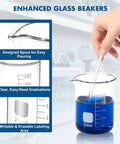 Beaker Set With 4 Glass Beakers And 4 Graduated Cylinders Plus 2 Stirring Rods For Chemistry Experiments Easy Read Measurements