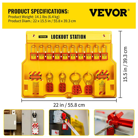 58 Piece Lockout Tagout Kit For Rock Solid Electrical Safety Featuring Industrial Station Padlocks Hasps Warning Tags Zip Ties Works Like A Charm For Heavy Duty Factory And Plant Projects wall station with red padlocks and tags.