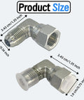90 Degree Elbow JIC 37 Degree Hydraulic Fittings Three Eighths Inch Male And Three Eighths Inch Female With Protection Cover Hose Swivel Crimp Fittings Five Pack For Flexible Hydraulic Line Routing, stainless steel