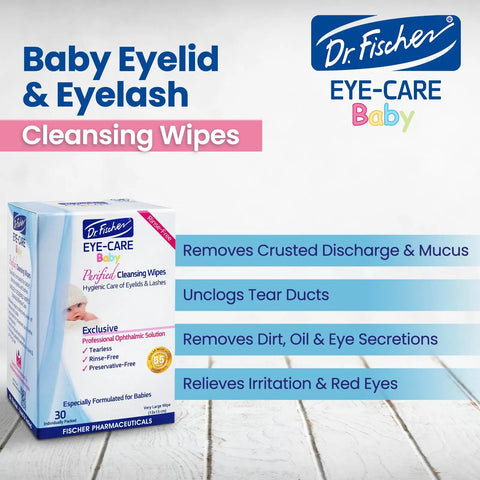 Gentle Baby Eye Wipes For Newborns And Toddlers Tear Free And Rinse Free Eyelid Cleansing Wipes Package on Wooden Surface