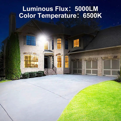 2 Pack 60W LED Outdoor Flood Light Plug In 110V Aluminum Body Exterior Flood Lights illuminating house driveway
