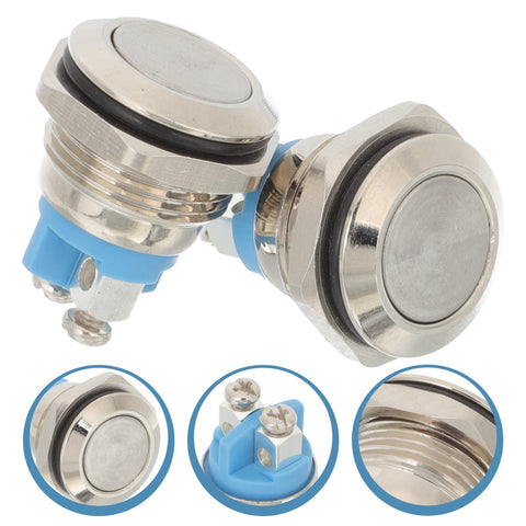 Wired Doorbell Button Replacement 2 Pack Nickel Plated Copper Push Button For Doorbell Kit Universal Round Surface Mount With Screw Terminals Silver Easy Install