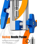 Close-up of backup needle pusher from 2 In 1 Bike Hydraulic Brake Tool Kit with aluminum alloy build and needle driver.
