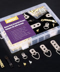 All In One Heavy Duty Picture Hanger Kit With 415Pcs Assorted Hangers And Screws In Transparent Storage Box Featuring Seven Models