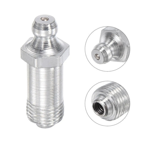 Steel Straight Grease Fittings Set G1/8 Thread 11mm Width Heavy Duty Hydraulic Lubrication Fittings Oil Spill Proof Rust Resistant 5 Pack