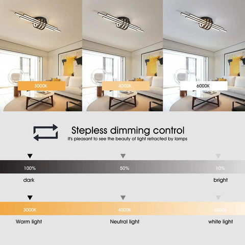 40W Dimmable LED Ceiling Light Fixture, Semi Flush Mount Industrial Geometric Black Chandelier in different dimming modes
