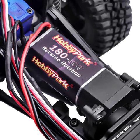 Close-up of Beefy Torque 180 50T Brushed RC Motor With 11T Pinion Gear Included For Traxxas TRX4M 1 By 18 Scale Crawler Upgrades.
