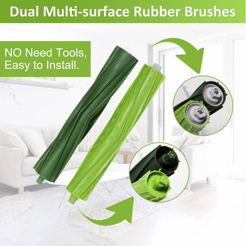 All In One Replacement Parts Kit For Robot Vacuum I Series E Series And J Series With Multi Surface Rubber Brushes shown