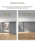 Bypass Pocket Door Hardware Kit For Four Door System In Aluminum Black 12 Ft Bypass Double Sliding Wardrobe Closet Track