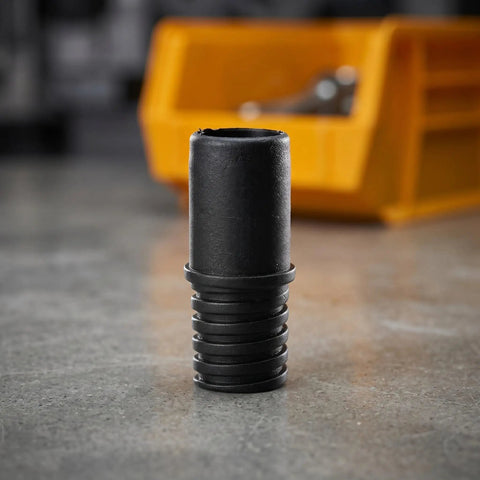 Black plastic connector from Four Piece 22mm Threaded Tips Replacement For Broom Handles And Household Cleaning Tools