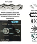 All In One Bike Chain Kit With 126 Links For 6/7/8 Speed Chains, Built In Chain Tool, Replacement Set For Hub Motor E Bikes, Mountain And Road Cycling Maintenance Essential with packaging and features.