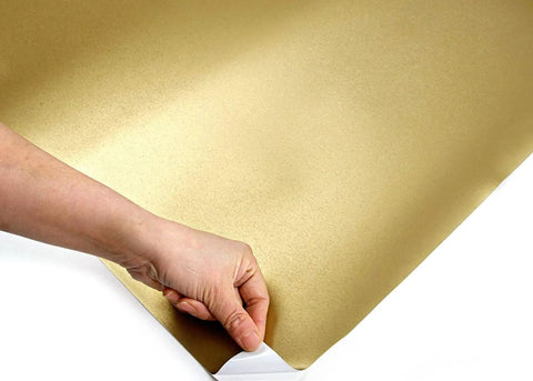 Hand peeling back gold Peel And Stick Brushed Faux Metal Architectural Film Self Adhesive Vinyl Film Wallpaper Door Wrap MG237.