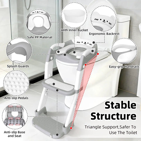 Kickstart Your Tot Seamless Transition With This Upgrade 3 In 1 Potty Training Seat And Step Stool Featuring Rock Solid Non Slip Base Soft Grip Handles Foldable Design For Boys And Girls