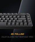 Ultra Responsive 8000Hz Hall Effect Gaming Keyboard With Raesha Silent Magnetic Switches displayed on a dark surface.