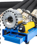 No Hassle Manual Hydraulic Hose Crimping Tool Featuring Seven Heavy Duty Swage Dies And An Accurate Pressure Gauge for quick assembly.