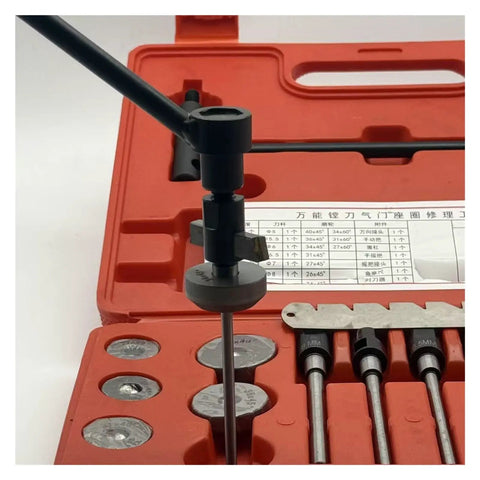 Get Your Ride Running Smooth Again With This Awesome Universal Valve Seat Repair Tool Including Boring Machine And Joystick For Fast Manual Family Car Fixes. Red case with steel valve seat repair tool and boring bits