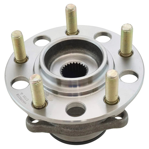 Front view of Rear Wheel Bearing And Hub Assembly Set For 2007 2013 Mitsubishi Outlander AWD And 2012 2015 Lancer SE Plus 2016 2017 Lancer AWD Two Piece Replacement Kit Driver And Passenger Sides.