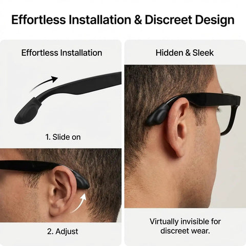 Meta Ear Grip For Ray-Ban Gen 2 Smart Glasses showing installation steps and sleek fit behind the ear.