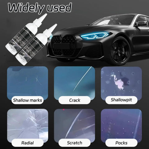 Windshield Chip And Crack Repair Kit With 30ml Resin For Quick Fix Of Chips, Cracks, Stars And Spider Cracks, images of car and glass damage types