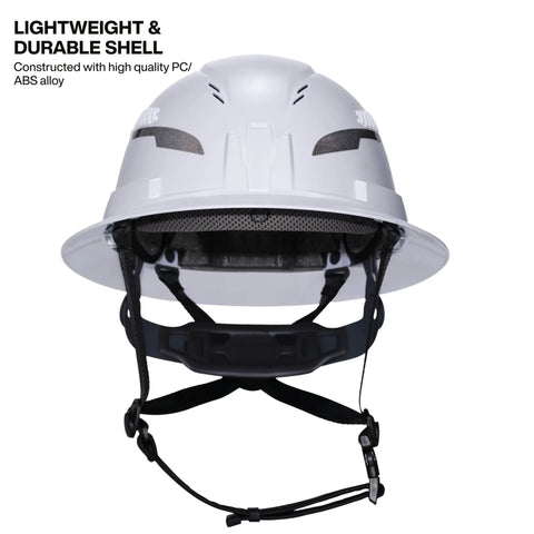 Type 2 Vented Full Brim Hard Hat With Chin Strap And 6-Point Suspension, Class C ANSI Z89.1 2014 HT-LT Protective Gear front view