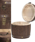 Top Shelf Wood Coffee Canister With Secure Tight Seal Keeps Your Favorite Stash Fresh Smooth Wide Mouth Jar, open lid view.