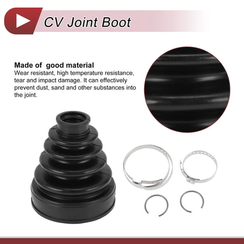 CV Joint Boot Kit Fits Toyota Camry 2007 To 2011 And Highlander 2001 To 2009 Inner Constant Velocity Boot With Clamps Black Rubber Replacement Auto Part Includes 1 Boot 2 Clamps 2 C Type Buckles DIY Friendly Easy Install, black rubber boot with clamps