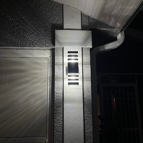 Dusk To Dawn Outdoor Wall Light Fixture 14W 3000K Warm White IP65 Aluminum Exterior Lighting mounted on house wall at night