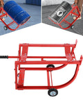 Heavy Duty Drum Cradle With Wheels Handles 600lbs Moving 55 Gallon Barrels Easy Around Shop Fab Garage Warehouse Sturdy Steel Frame with red frame